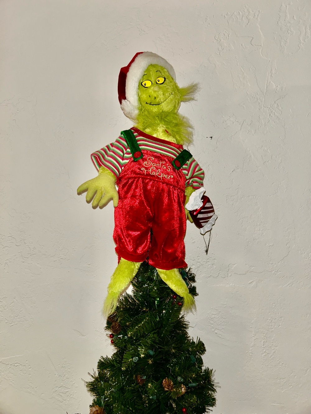 Grinch Santa's Helper  Christmas Tree Topper -Handmade